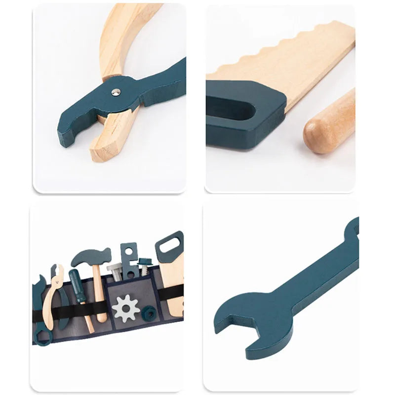 Kinder-Werkzeugset aus Holz mit Gürteltasche