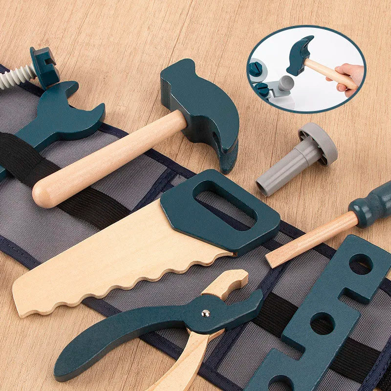 Kinder-Werkzeugset aus Holz mit Gürteltasche
